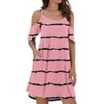 thumbnail image 1 of Heliisoer Robe pour Femme, Liquidation Mode d'Été Femmes Été Décontractée Col Rond Imprimé Manches Courtes Poche Robe Mini, 1 of 9