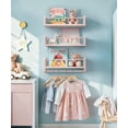 thumbnail image 4 of SUMGAR Nursery Floating Shelves for Wall, Kids Bookshelf Toy Storage Organizer Natural Wood Shelves Wall Mounted for Kids Room, Bedroom，Pink  Set of 3 16in, 4 of 8