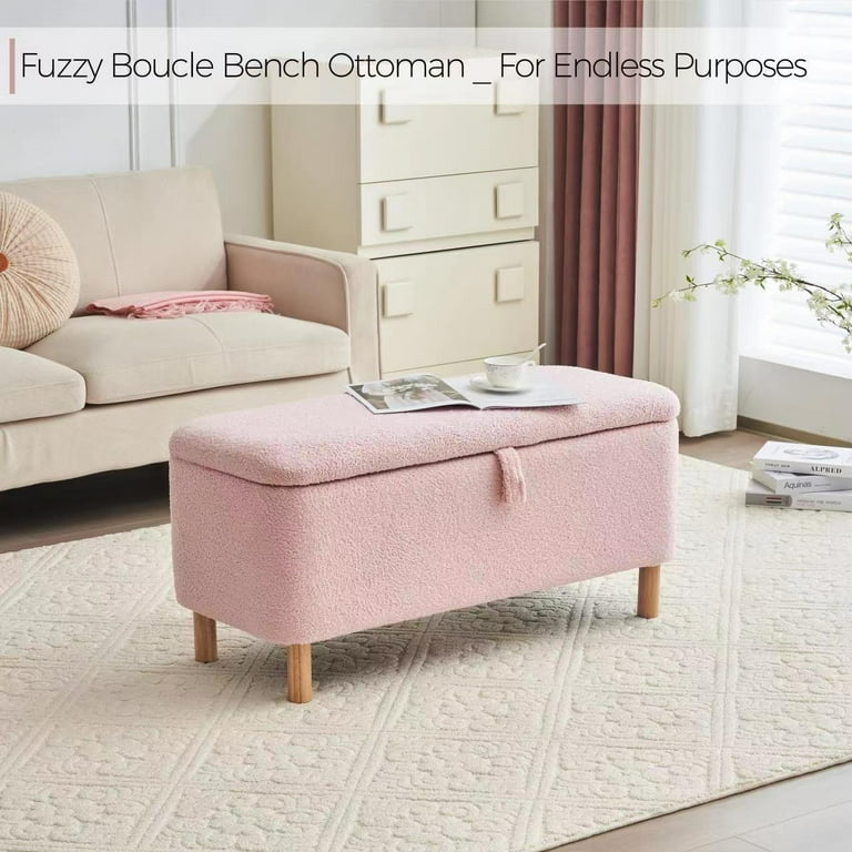 Storage Ottoman Blush Pink Bedroom Bench Comfort Stretch Large