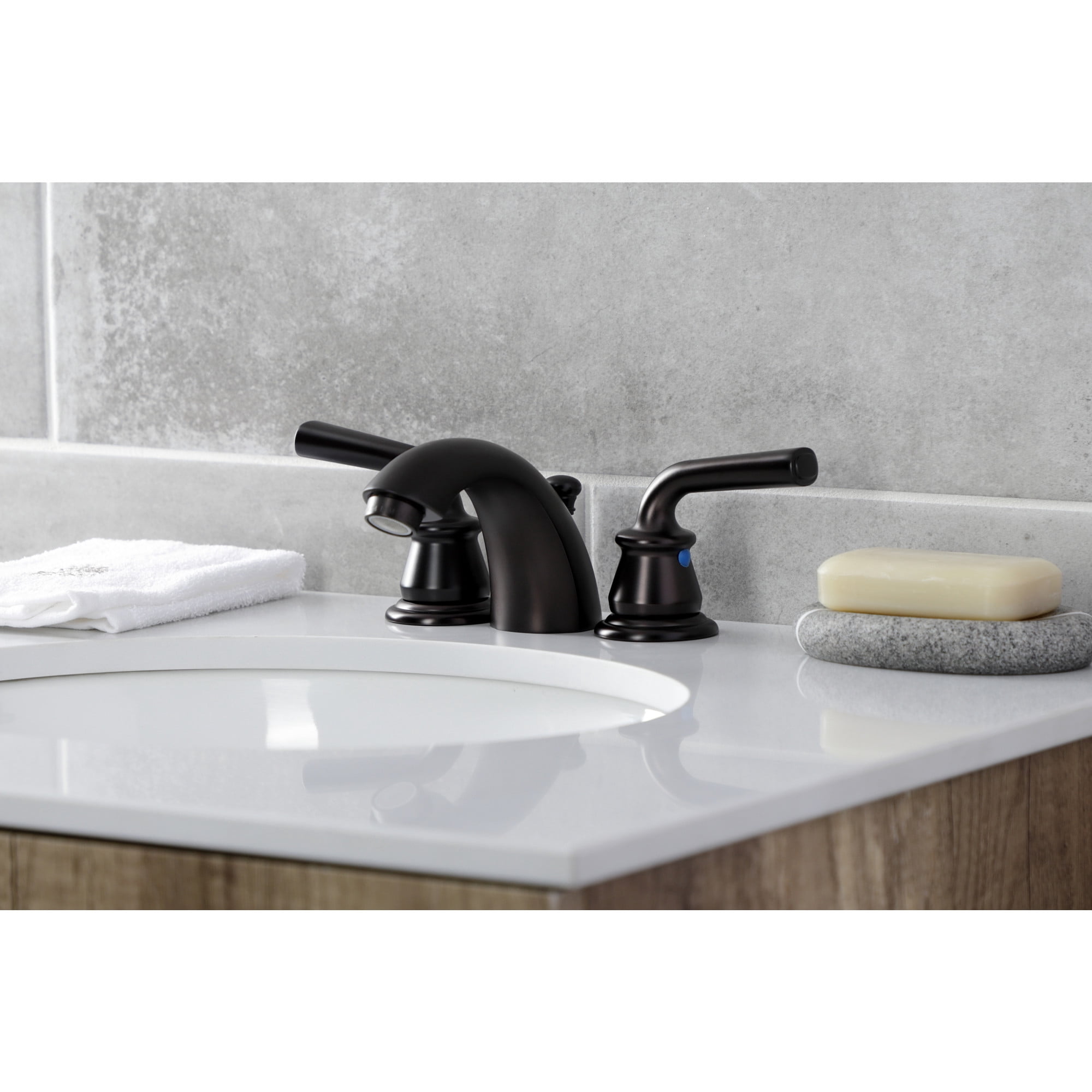 Kingston Brass KB955RXL Restoration Mini-Widespread Bathroom Faucet with Pop-Up Drain, Oil Rubbed Bronze