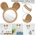 thumbnail image 4 of Handmade Natural Rattan Innovative Makeup Mirror Cute  Ears Mirror Rising Bathroom Wall Hanging Mirror Home Decoration, 4 of 6