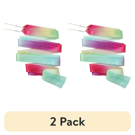 (2 pack) Justice 2PK Dance Ribbons, 6.6FT Length, Gradient Color, Ages 6+