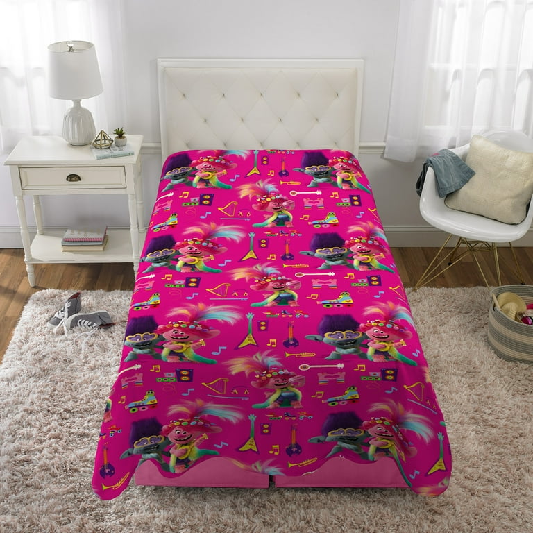 Trolls World Tour Kids Plush with Sherpa Reverse Blanket Twin Full Size
