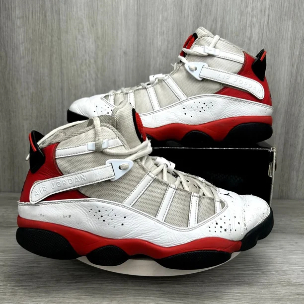 Ni - ke Ni - ke Air Jordan 6 Rings Cherry Red White Bulls Mens 12 322992-126 Sneakers OG