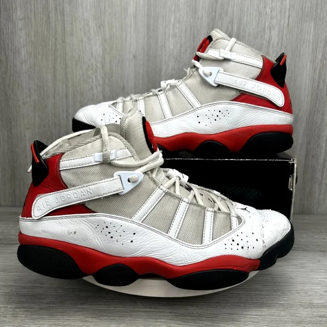 Ni - ke Ni - ke Air Jordan 6 Rings Cherry Red White Bulls Mens 12 322992-126 Sneakers OG