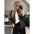 thumbnail image 4 of Female Leather Jackets Oversized Faux Plus Size Moto Biker Coat Fall Outfits Fashion Clothes Coffee M, 4 of 8