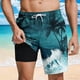 thumbnail image 1 of Ceisia Men's Ocean Wave Palm Tree Print Beach Shorts with Quick Dry Stretch Fabric and Anti-Exposure Liner Multicolor XXL Gifts, 1 of 6