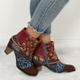 thumbnail image 4 of Mostsola Women's Ankle Boots Boohemian Print Short Boots Heeled Zip up Trendy Round Toe Booties, 4 of 8
