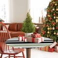 thumbnail image 4 of Round Tablecloth Abstract Striped Elastic Edge Fitted Sage Green Black White Plastic Table Cover,Waterproof Oil Proof for Dinner,Outdoor, Picnic, 55"- 60" DIA Tables, 4 of 9