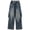 GreyBlue-2803, variant on KIDSCOOL SPACE Girls Cargo Jeans , Wide Leg Ribbed Waist Denim Pants with 4 Flap Pockets,Grey Blue,11-12 Years