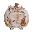 thumbnail image 2 of Halloween Ghost Pumpkin Mini House Light, Illuminated Wooden Miniature Scene Ornament with Cute Spirit Figure, Desktop Tabletop Decoration for Mantel, Shelf, Entryway, Party & Fall Display, 2 of 6
