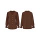 thumbnail image 5 of Cárdigan, Camisa de mujer de manga larga con cuello en V volantes botones elegante blusa informal Meterk Camello/Extragrande, 5 of 7