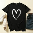 thumbnail image 2 of Atogsazn Women's Summer Hearts Tshirt Crewneck Short Sleeve Basic Tops Loose Fit Pullover Shirt Outfit Clothing 03-Black M Fashion, 2 of 7