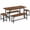 Brown, variant on Expandable Dining Table Set for 4-8, 63" Extendable Kitchen Table with 2 Benches & 2 Stools, Modern Wood Top Metal Frame Dining Room Table Set, Space-Saving, Brown