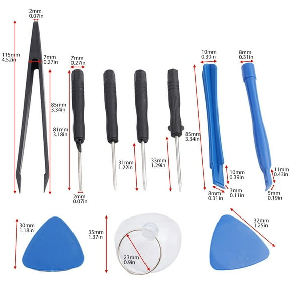 10Pc Phone Opening Tools Kit Crowbar Pry Bar Screwdriver Tweezers Repair Tool