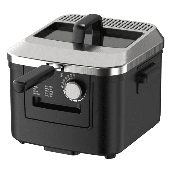 Mainstays 4L Electric Deep Fryer, Matte Black,  Stainless Lid, 1800W