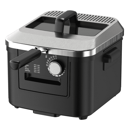 Mainstays 4L Electric Deep Fryer  Matte Black  Stainless Lid  1800W