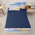 thumbnail image 4 of Metsweet Dreamy Unicorn Zipper Full Size Comforter Sets with Fitted Sheet and 2 Pillowcases, Kawaii Rainbow Hot Air Balloon Zipper Bedding Set,4pcs,Navy Blue Reversible, 4 of 6