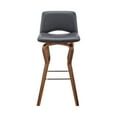 thumbnail image 2 of Gerty 26" Swivel Grey Faux Leather and Walnut Wood Bar Stool, 2 of 5