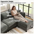 thumbnail image 6 of BedLuxury Sectional Sofa Sets with Movable Storage Ottoman, Cloud Couch Seats 6, Living Room Furniture Sets, Chenille Gray, 6 of 10
