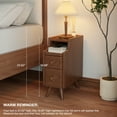 thumbnail image 4 of Muwuele Solid Wood Nightstand with Drawers, Small Bedside Table, Narrow Walnut Nightstand for Bedroom, Living room, 4 of 11