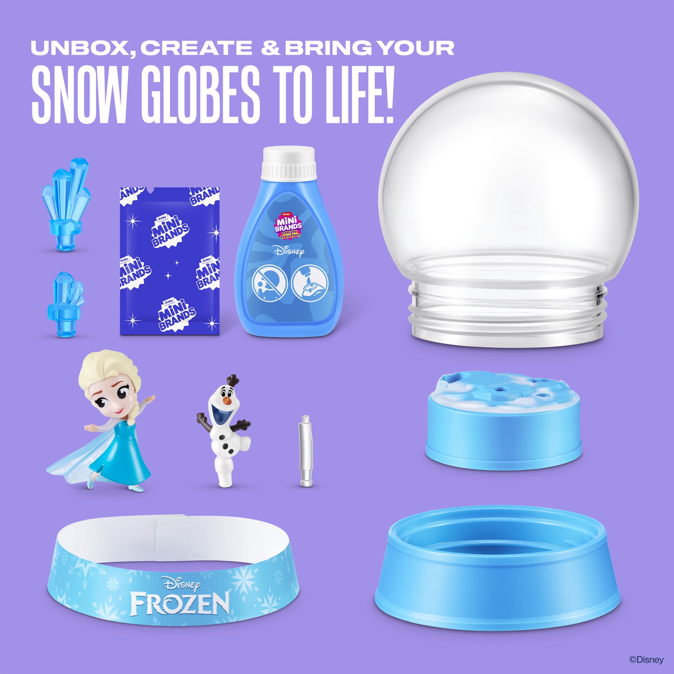 Mini Brands Mini Snow Globe Disney Capsule Series 1 by ZURU – Create Your Own Snow Globe Kit with Figures, Diorama, and Stickers, Featuring 9 characters to Collect, Perfect for Kids and Adults