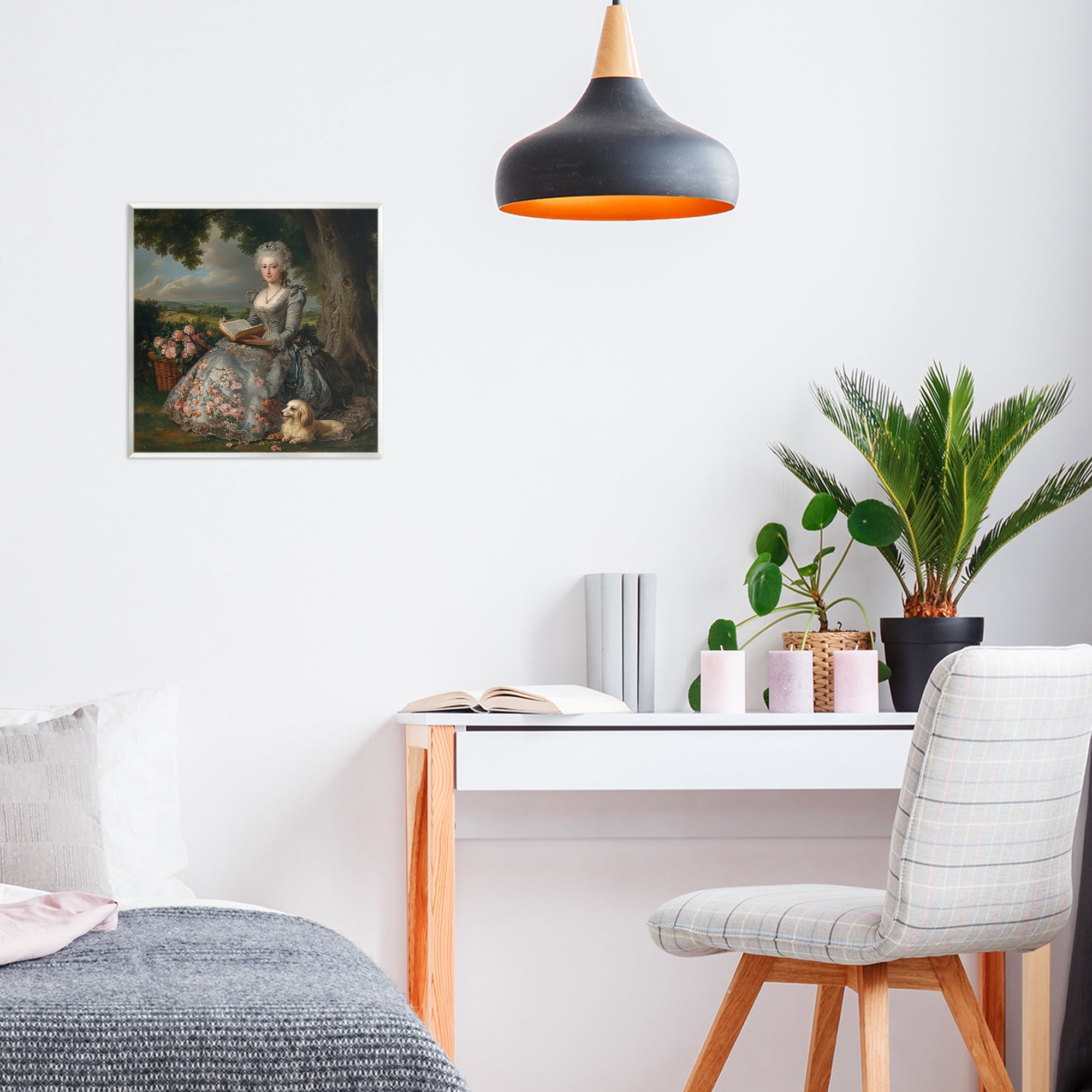 Stupell Industries Reading Rococo Lady with Dog Wall Plaque Art, design by The Wands Want