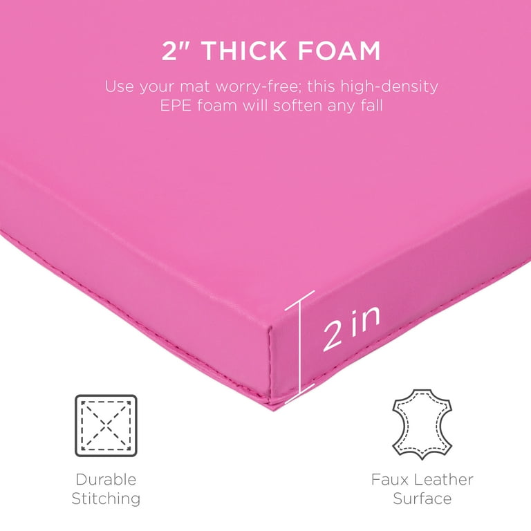 Best Choice Products 6x2ft Tri Fold Foam Exercise Gym Floor Mat for Yoga Aerobics Martial Arts w Handles Pink Walmart