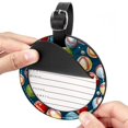 thumbnail image 2 of Baseball Set of 2pcs PU Leather Round Suitcase Tags with Privacy Cover and Name ID Tag - Ideal for Travel Luggage, Handbags, Backpacks, School Bags, 2 of 6