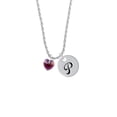 thumbnail image 2 of Delight Jewelry Purple Crystal Heart Silvertone Script Initial Disc - P - Charm Necklace, 20"+3", 2 of 4