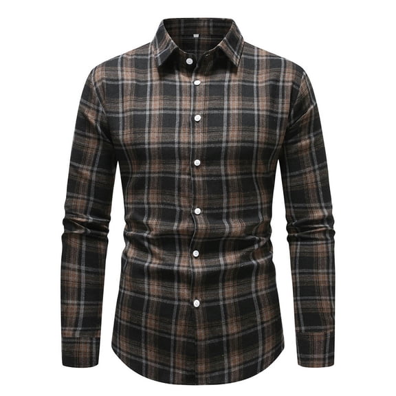 USNSM Mens Casual Stylish Striped Shirts Long Sleeve Lightweight Plaid Shirt Casual Collared Button Down Shirts Jacket Black M