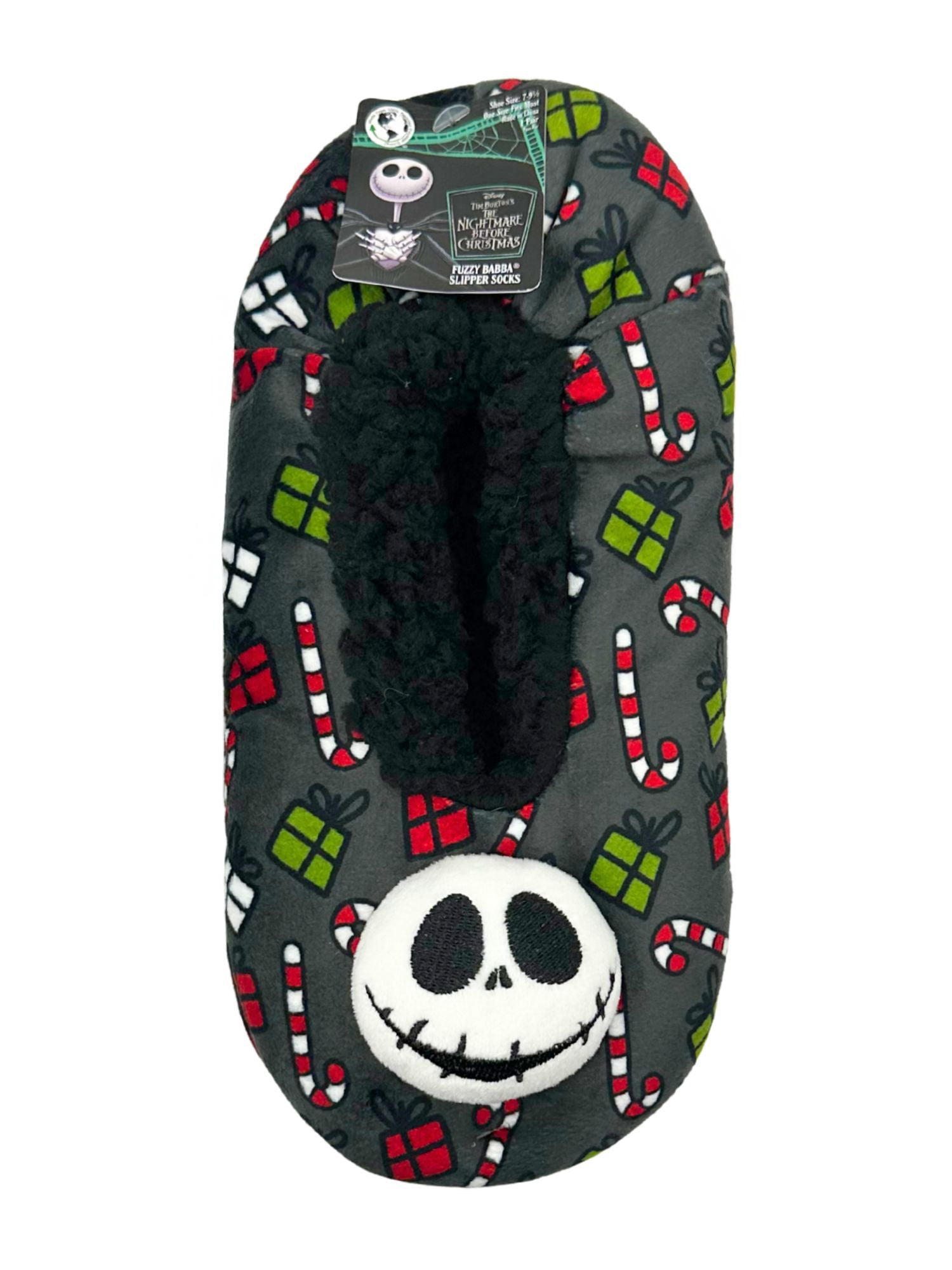 Disney Nightmare Before Christmas Women's Holiday Fuzzy Babba 3D Slipper Socks, 1-Pack, Size 7-9.5