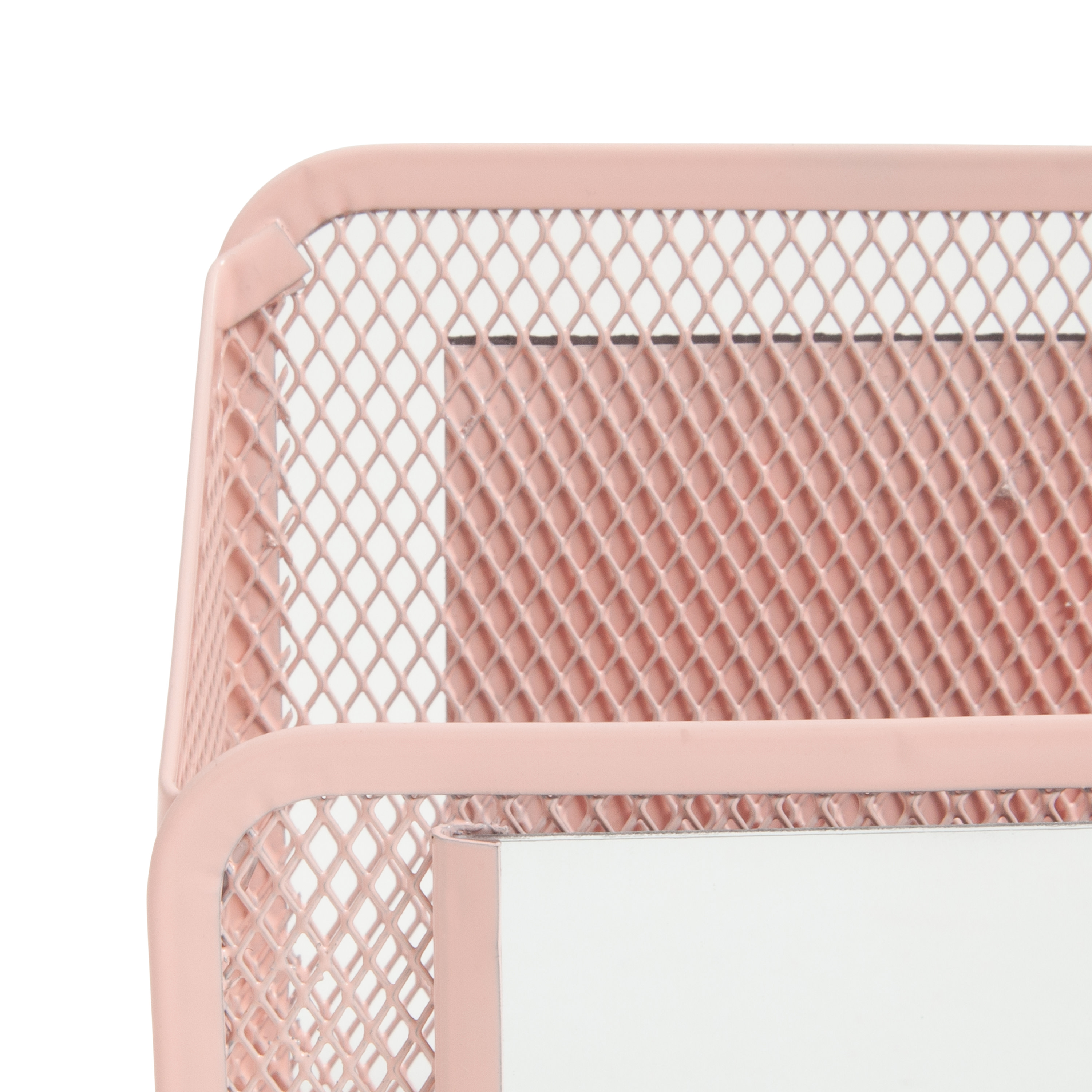 U Brands Locker Magnetic Mesh Mirror Cup, 5.71 x 2.4 x 5 in., Rectangle, Novelty, Pink