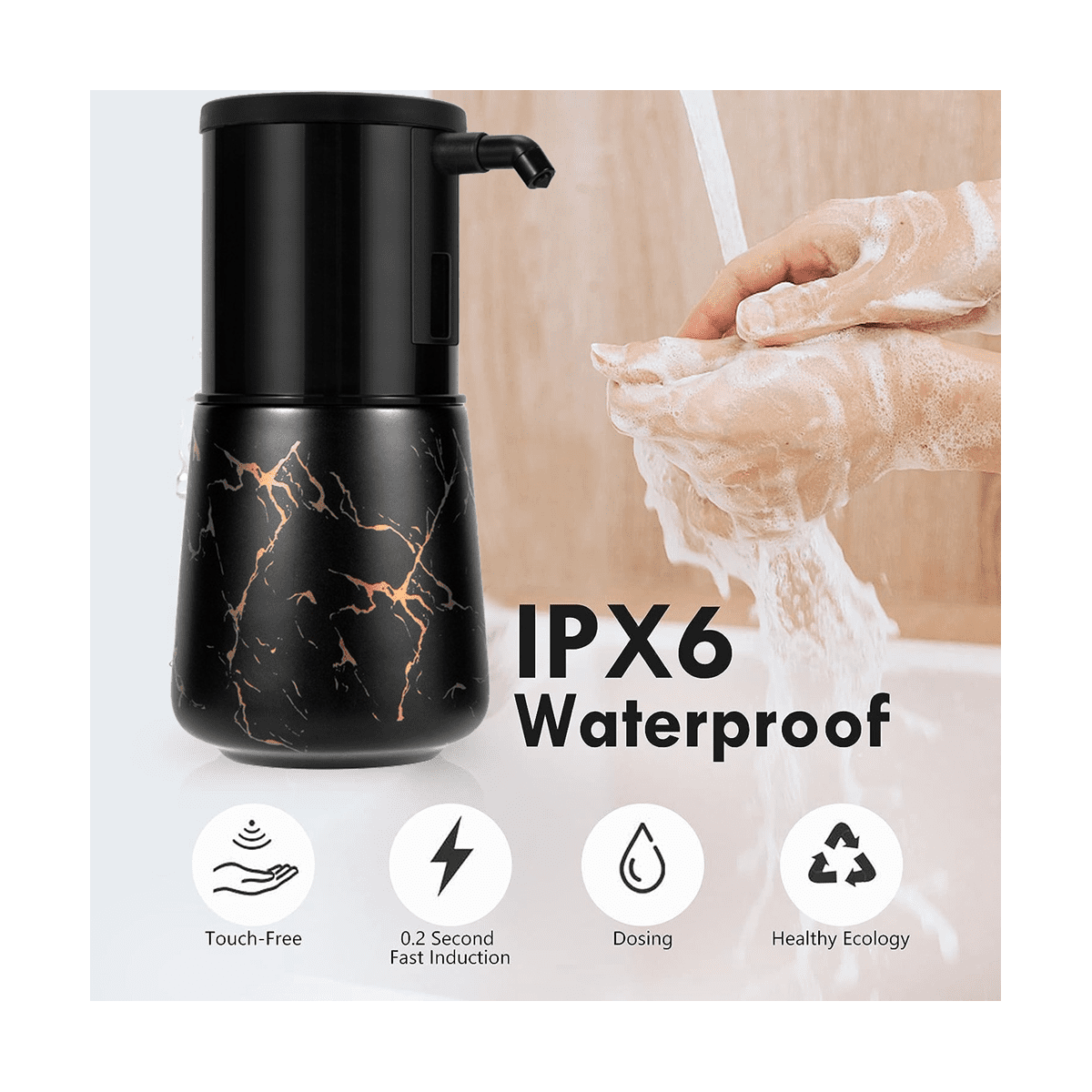 Automatic Soap Dispenser Kitchen, Foaming Soap Dispenser Bathroom, Foam Soap Dispenser Touchless for Bathroom Black