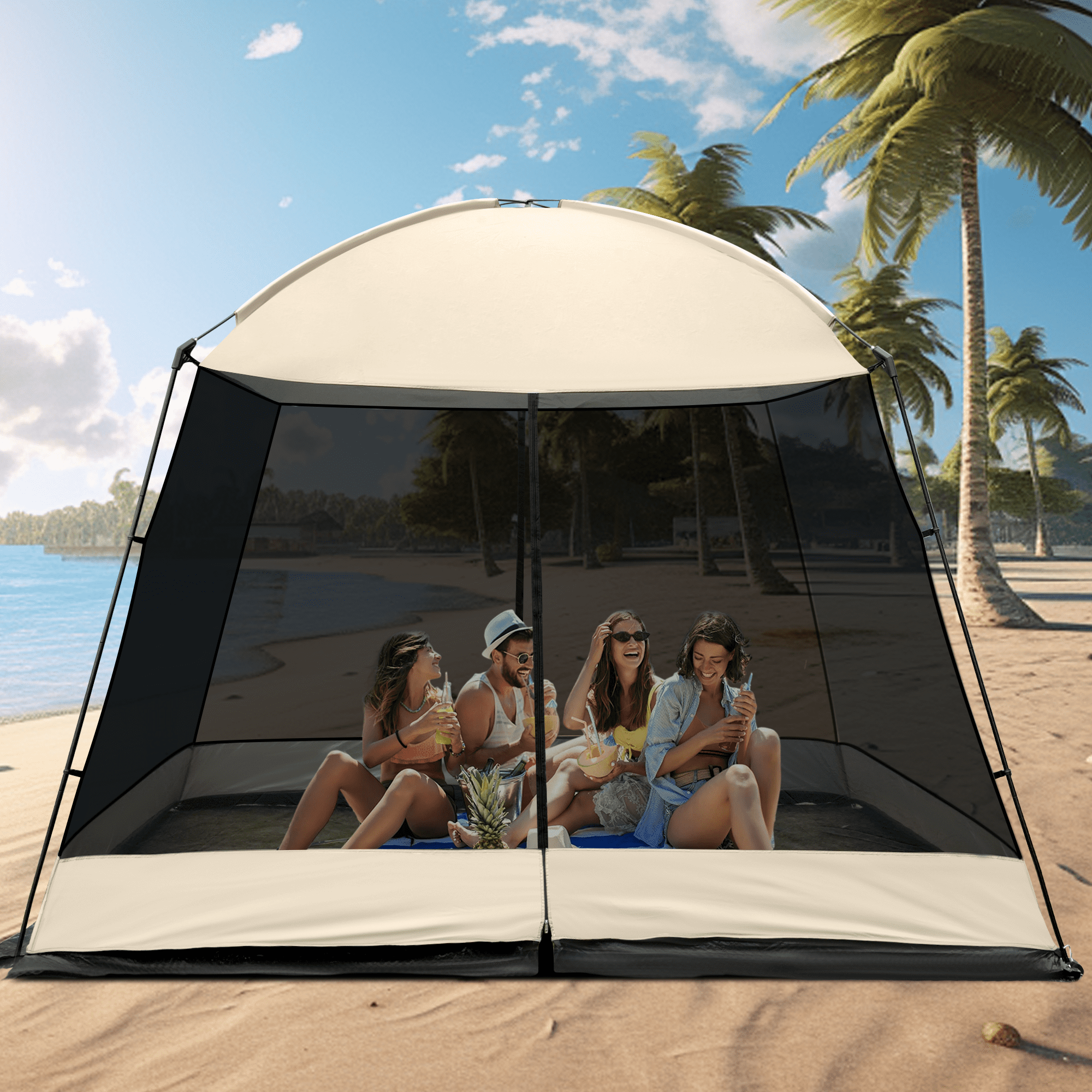 Screen House Room, GVDV 11x11 Ft Mesh Net Screen Tent Canopy, Easy Setup & Waterproof & Sunshade, Suitable for Camping Trip, Beach, Picnic