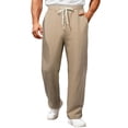 thumbnail image 2 of TANBOM Men's Straight Leg Relaxed Fit Casual Drawstring Polyester Pants Khaki 1-Pack S, 2 of 4