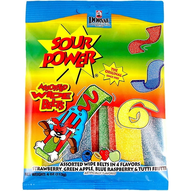 Sour Power Assorted Wide Belts, 4.0 Ounce (Pack of 12)