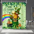 thumbnail image 4 of Happy St Patrick''s Day Shower Curtain, Cute Irish Gnome Truck Bathroom Accessories with Green Clover Shamrocks Design, St Patricks Decor Cloth Fabric Bathroom Curtains with Hooks 72 x 72 Inch, 4 of 6