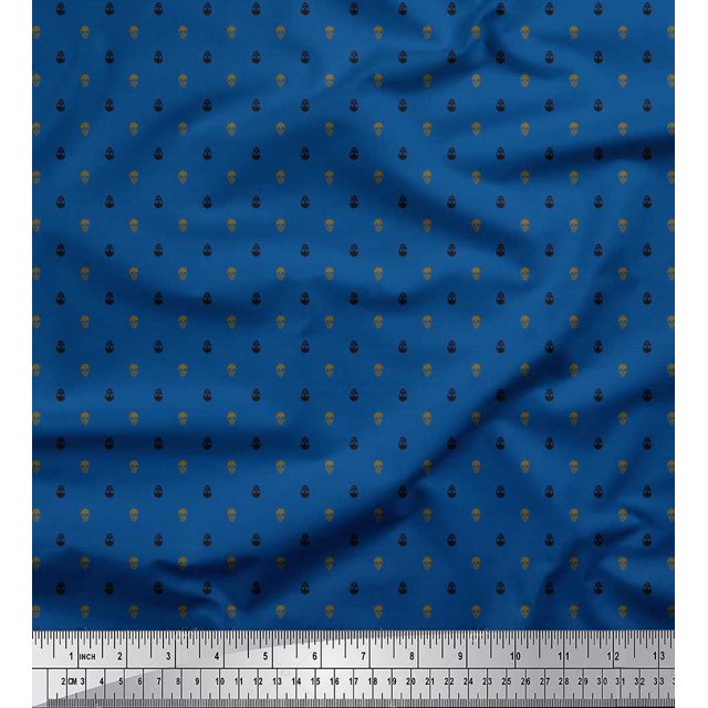 Soimoi Poly Georgette Fabric Skull Shirting Print Sewing Fabric Yard 42 Inch Wide