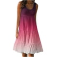 thumbnail image 2 of FAFWYP Women's Summer Casual Sleeveless Tiered Dress Round Neck Mini Sundress Gradient Color Loose Short Flowy Beach Boho Dress, 2 of 5