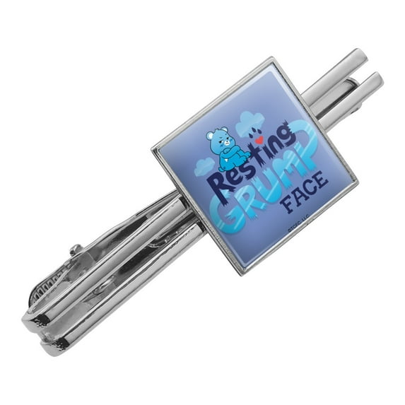 Care Bears: Unlock the Magic Resting Grump Face Square Tie Bar Clip Clasp Tack- Silver or Gold