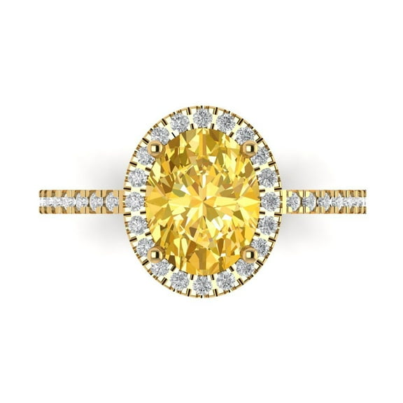 Clara Pucci 14K Yellow Gold 2.27ct Yellow Solitaire with Accents Ring