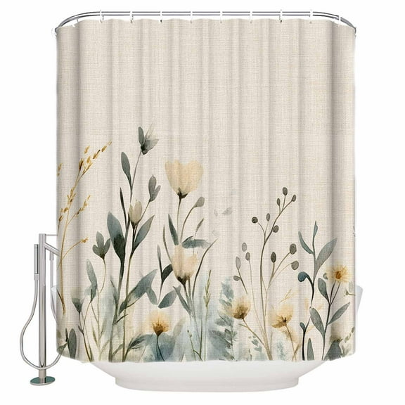 Small Stall Shower Curtain 36x78 Inch Narrow Half Size Elegant Spring Floral Bath Curtains Bathroom Decor Pastoral Summer Flowers Rustic Waterproof Fabric Shower Curtain Set with Hooks 36 Inch