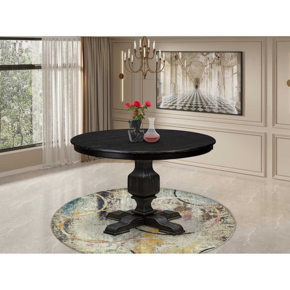 East West Furniture Ferris Wooden Dining Table in Black Finish