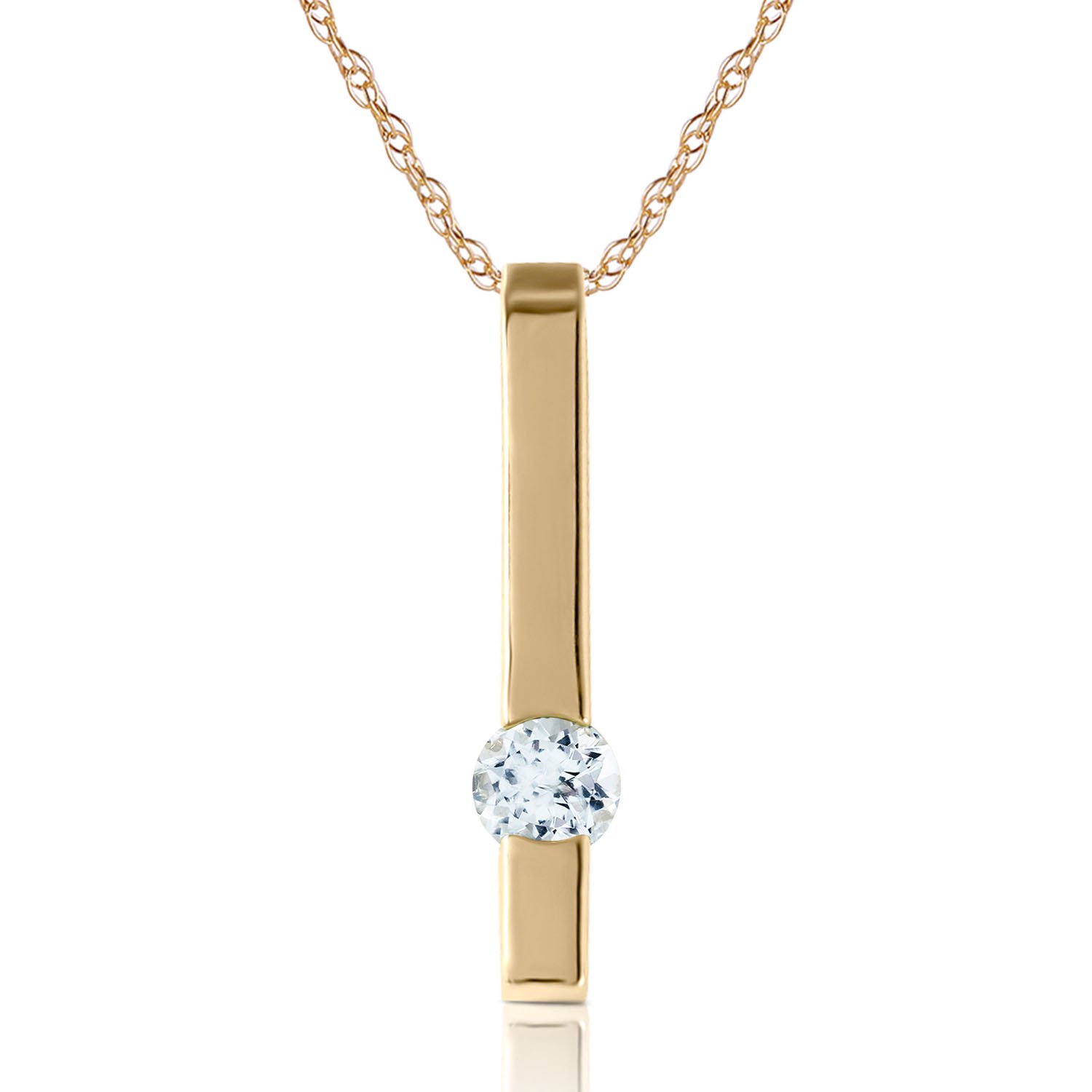 Galaxy Gold 14K Solid Gold Natural Aquamarine Necklace for Women - Yellow Gold Fine Jewelry