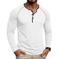 thumbnail image 2 of hotojiny Men's Long Sleeve Henley Shirts Cotton 3-Button Spring Casual T-Shirts Comfy Crew Neck Soft Muscle Tops(White,X-Large), 2 of 7