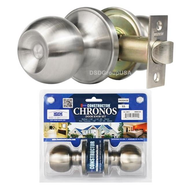 Constructor Chronos Passage Door Knob Handle Lock Set for Hallway and Closet Stainless Steel Finish