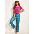 thumbnail image 2 of Ekouaer 2-Pack Womens Pajama Sets Soft Short Sleeve Sleepwear with Long Pants & Pockets Printed Lounge Set, 2 of 6