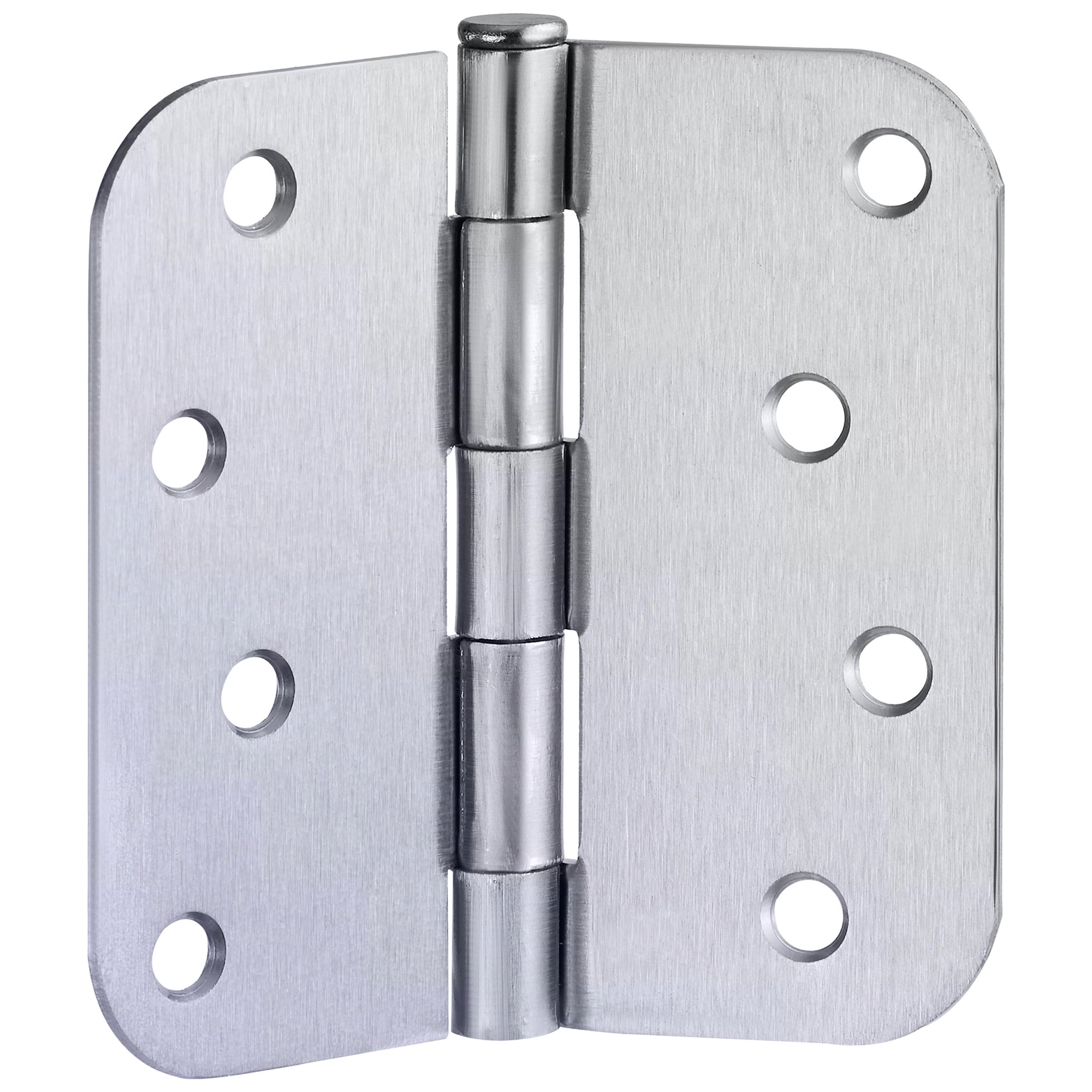 Brushed Chrome Steel Plain Bearing Door Hinge with Removable Pin, 4 x 4 in. 5/8 in. Radius, 3-Pack