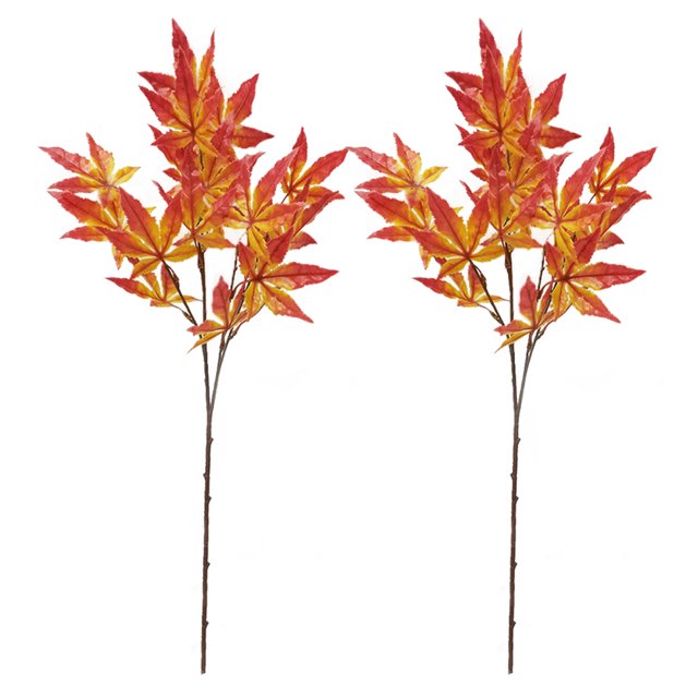 2Pcs Simulated Plant Adornments Decorative Maple Leaf Branch Greening Supplies
